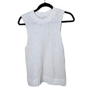 ABERCROMBIE & FITCH Open Knit Sweater Tank Top Vest White Cream Size Small